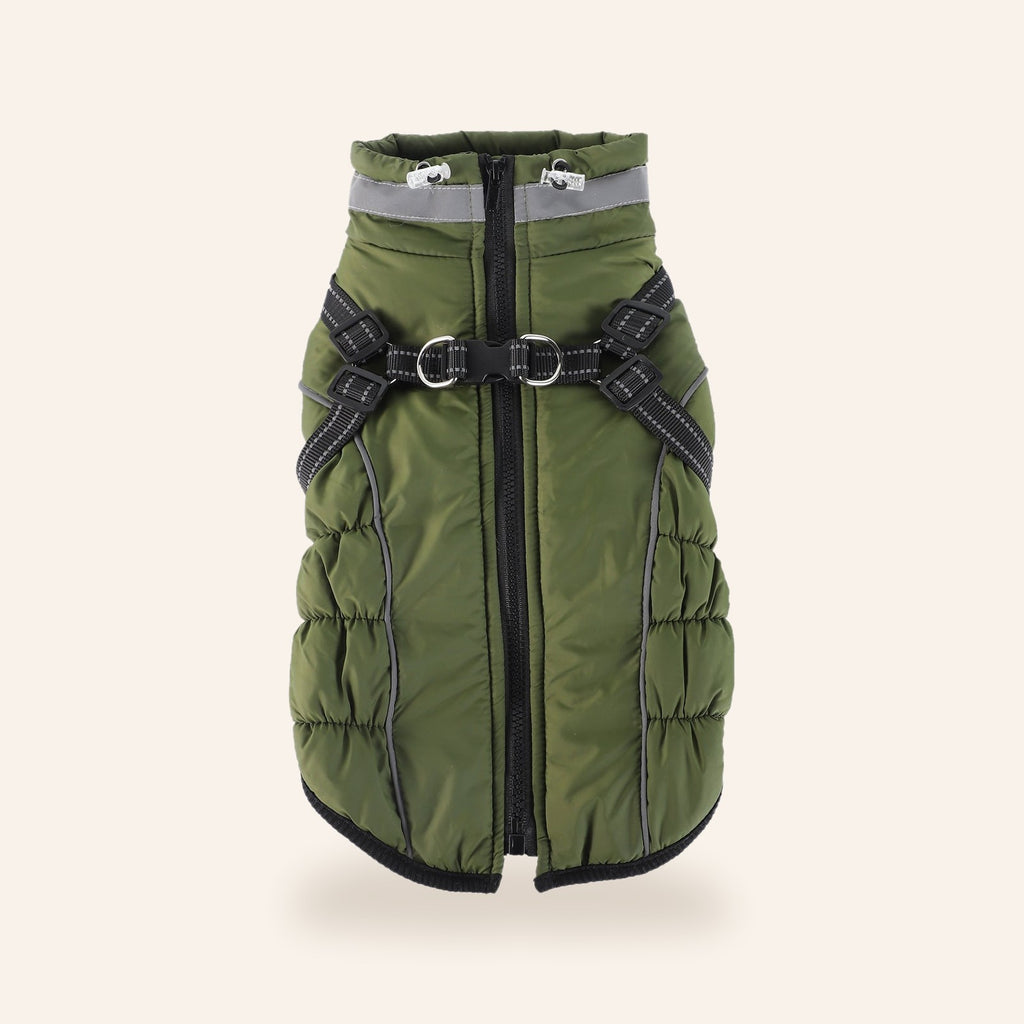 Reflective Fleece-Lined Winter Dog Coat – Green