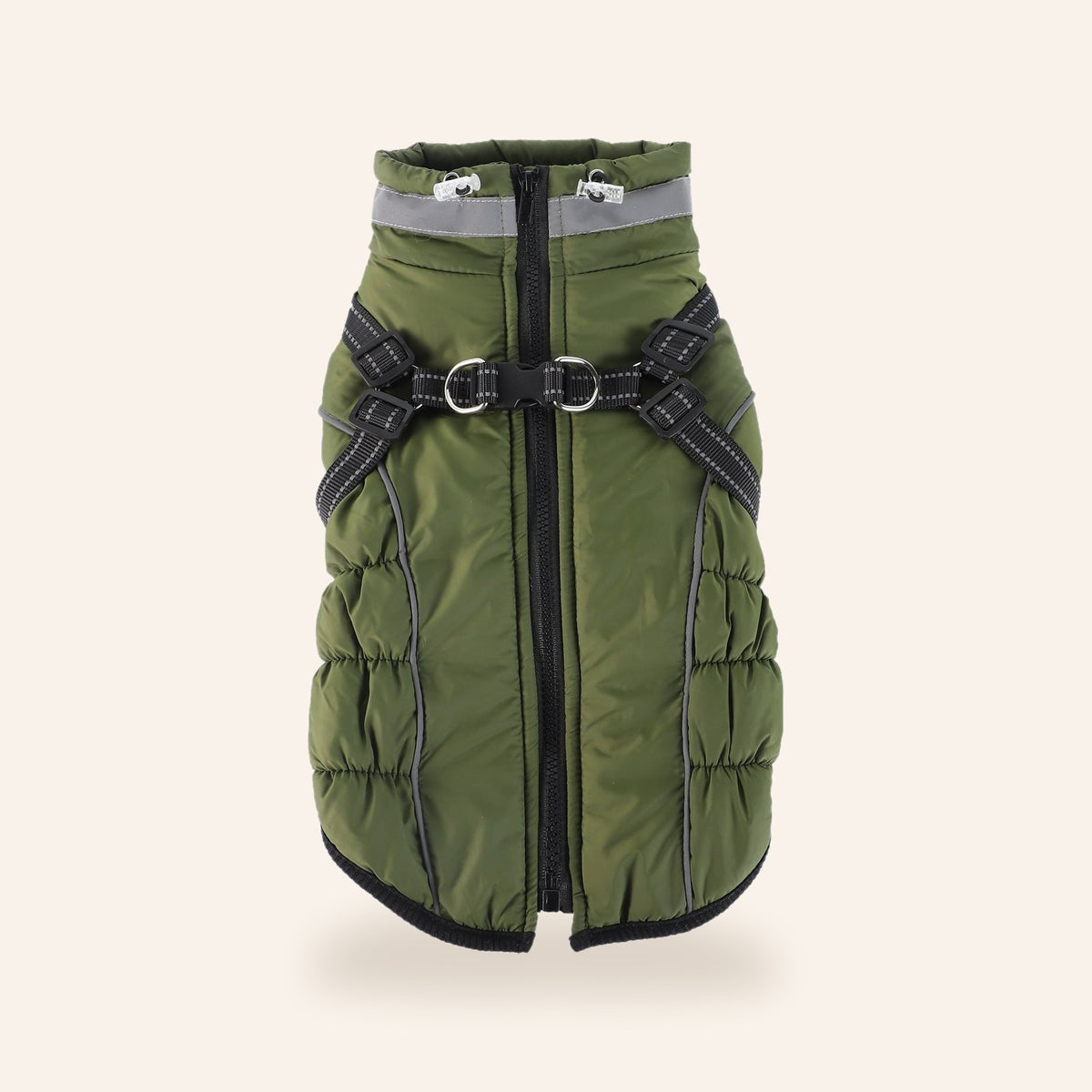 Reflective Fleece-Lined Winter Dog Coat – Green