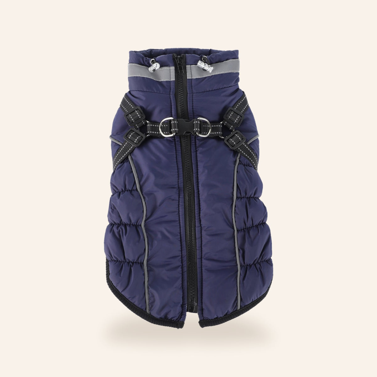 Reflective Fleece-Lined Winter Dog Coat – Navy Blue